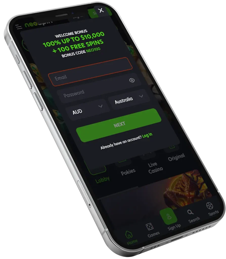 Account Registration on NeoSpin App