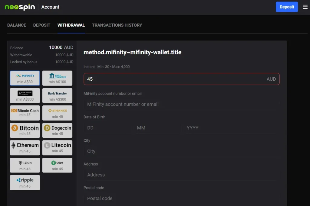 Withdrawal Process